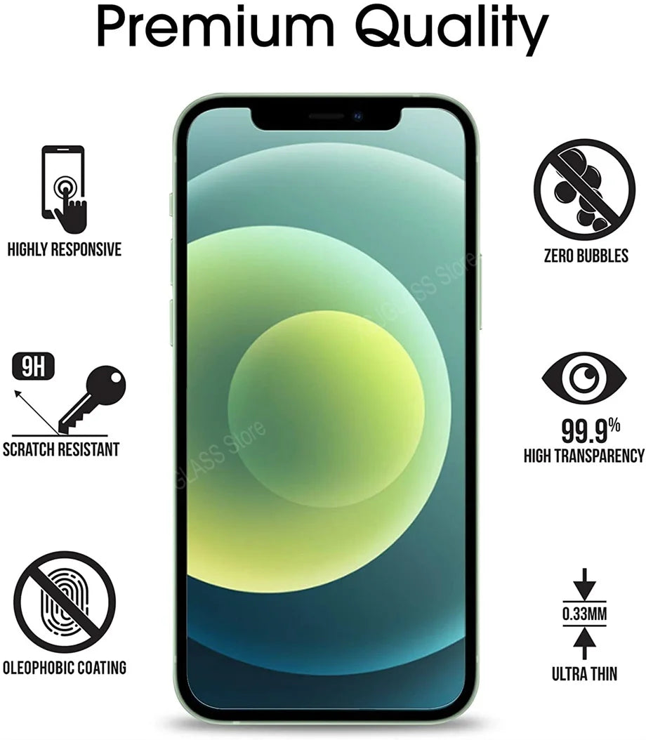 3Pcs Tempered Glass For iPhone 11 12 13 14 15 Pro Max 12 13 Mini screen protector For iPhone 6S 7 8 Plus XR XS Max 16E Glass